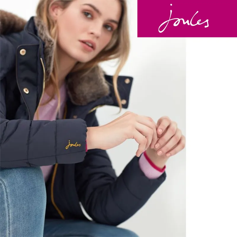 Joules Cherington Showerproof Longline Padded Coat - Marine Navy-1